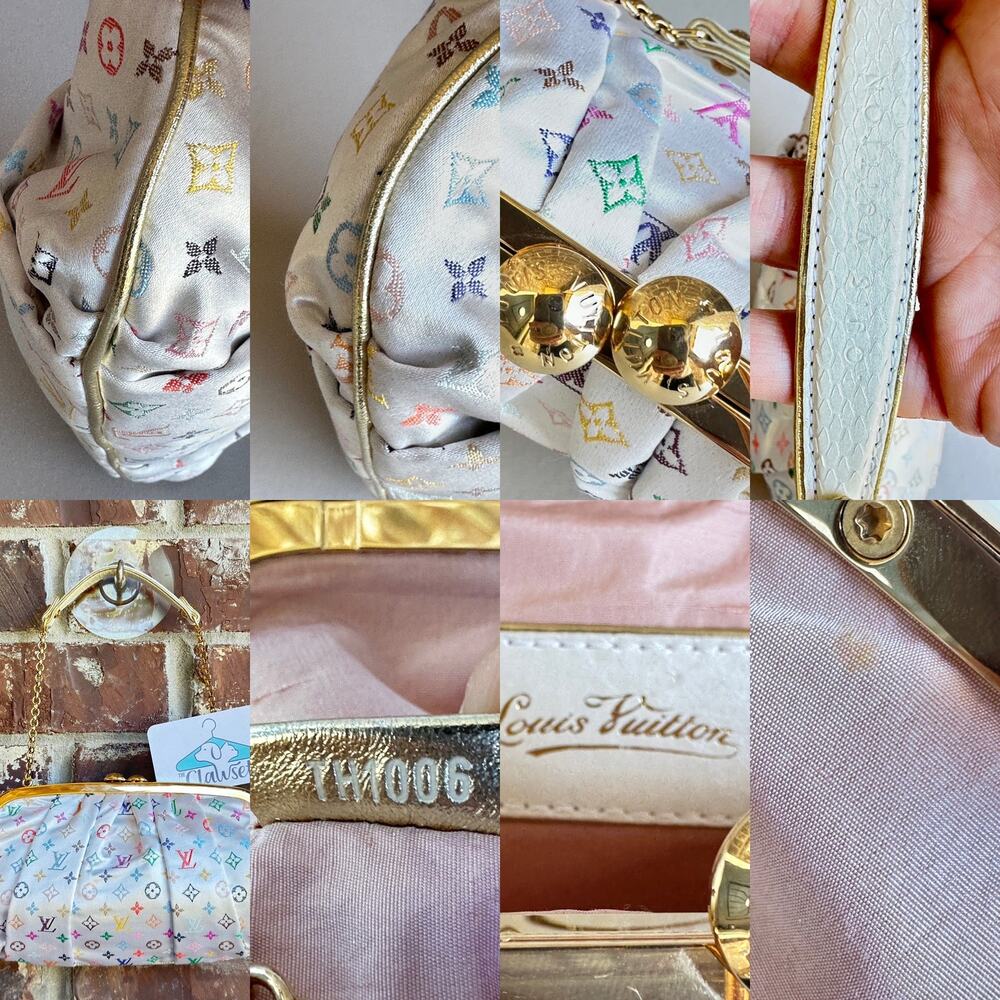 Louis Vuitton Aumoniere Satin Evening Bag Monogram White Multicolor 82723 - Picture 14 of 15